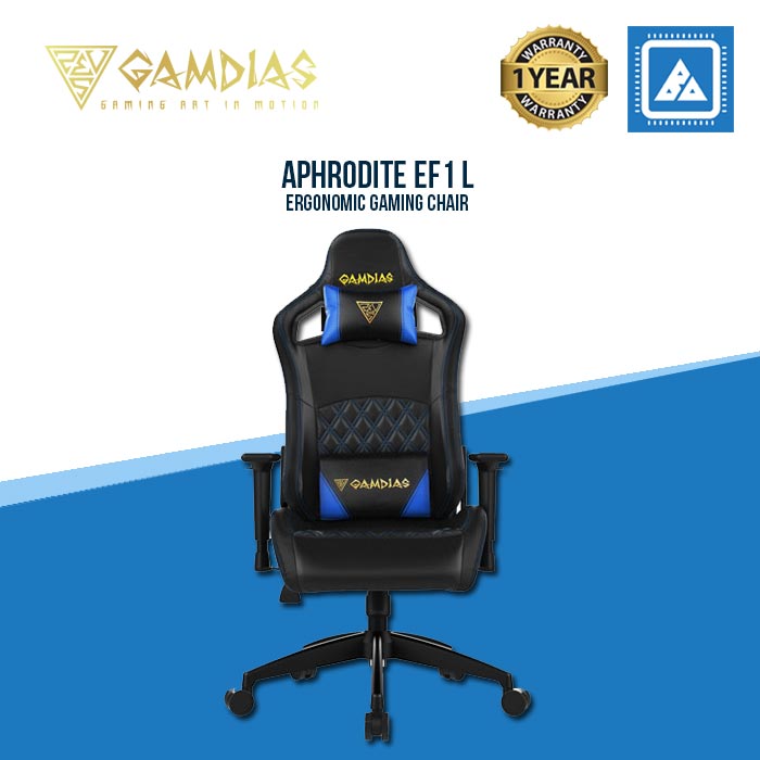 GAMDIAS Aphrodite EF1 L GAMING CHARI, HIGH BACK HEADREST AND LUMBAR W/ ERGONOMIC RACING SEAT (BLACK) GAMDIAS Aphrodite EF1 L GAMING CHARI, HIGH BACK HEADREST AND LUMBAR W/ ERGONOMIC RACING SEAT (BLACK)